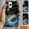 Joycorners Fishing Phone Case Dynamic Water Splash Black Gold Line Personalized Name Phone Case (8 Fish Species)