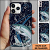 Joycorners Fishing Dark Water Topographic Pattern Personalized Name Phone Case (10 Fish Species)
