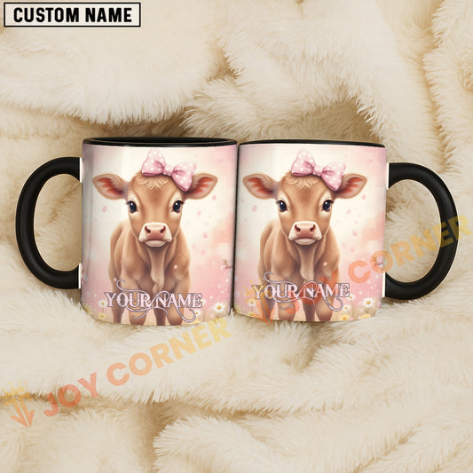 Joycorners Cute Jersey Calf Pink Bow Personalized Mug
