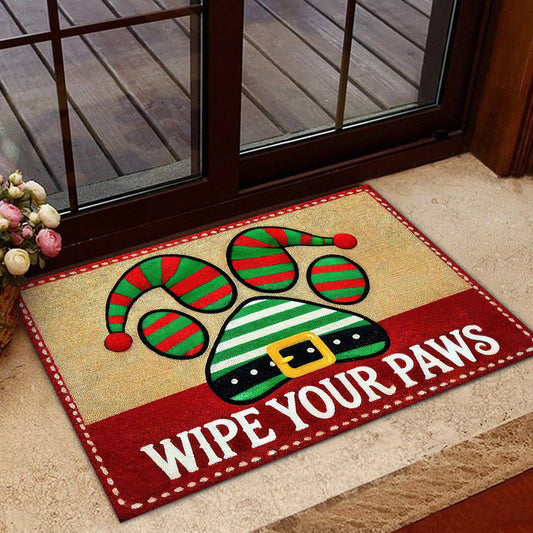Joycorners Christmas Dog Paws Doormat, Wipe Your Paws Doormat For Home Decor Housewarming Gift, Welcome Mat Gift For Dog Lovers LM0210