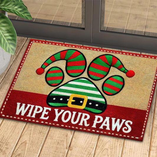 Joycorners Christmas Dog Paws Doormat, Wipe Your Paws Doormat For Home Decor Housewarming Gift, Welcome Mat Gift For Dog Lovers LM0210