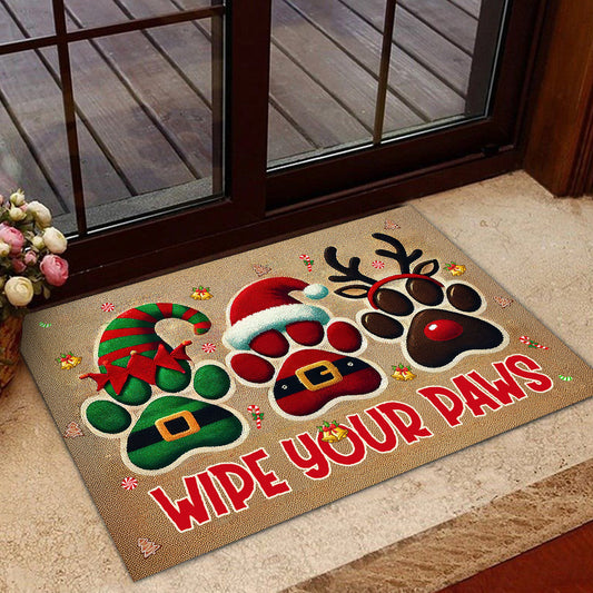 Joycorners Christmas Dog Doormat, Wipe Your Paws Doormat For Home Decor Housewarming Gift, Welcome Mat Gift For Dog Lovers LM0210