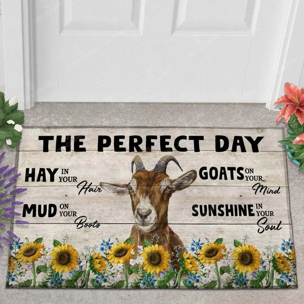 Joycorner Goat The Perfect Day Doormat, Farmhouse Doormat, Welcome Mat
