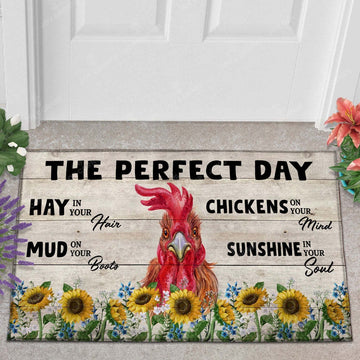 Joycorner Chicken The Perfect Day Doormat, Farmhouse Doormat, Welcome Mat