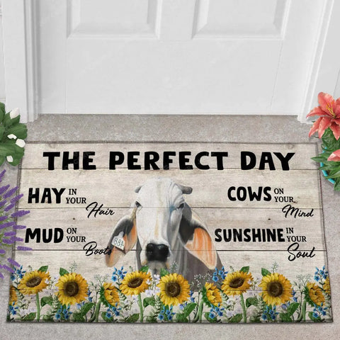 Joycorner Brahman The Perfect Day Doormat, Farmhouse Doormat, Welcome Mat