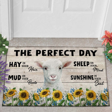 Joycorner Sheep The Perfect Day Doormat, Farmhouse Doormat, Welcome Mat