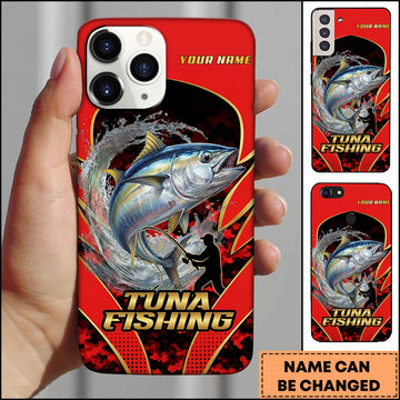 Joycorners Tuna Fishing Jumping Water Fisherman Silhouette Personalized Name 3D Phone Case
