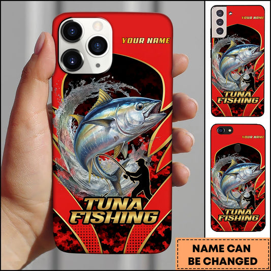 Joycorners Tuna Fishing Jumping Water Fisherman Silhouette Personalized Name 3D Phone Case