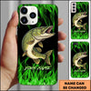 Joycorners Neon Green Flame Black Background Art Personalized Name Phone Case (8 Fish Species)