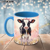 Joycorners Cute Black and White Holstein Calf Pink Bow Custom Name Mug