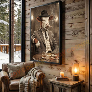 Joycorners Hereford Mafia Style Smoking Cigar Classic Bar Scene Personalized Name Wall Art Canvas