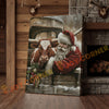 Joycorner Longhorn Cow With Santa Claus Christmas Scene 3D Wrapped Canvas
