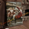 Joycorner Longhorn Cow With Santa Claus Christmas Scene 3D Wrapped Canvas