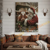 Joycorner Longhorn Cow With Santa Claus Christmas Scene 3D Wrapped Canvas