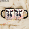 Joycorners Cute Black and White Holstein Calf Pink Bow Custom Name Mug