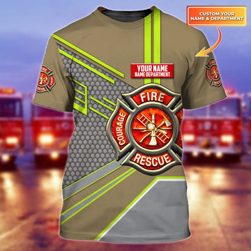 Maxcorners Coolest Personalized Name Department Firefighter 3D Men Tshirt, Firefighter Shirt, Gift for Firefighter LM1911