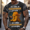 Joycorners Funny Mechanic T Shirt My Time In Uniform Is Over But Being A Mechanic Never Ends American Flag Auto Repair Garage Workwear Gift For Men Dad PT2609