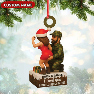 Joycorners Personalized Funny Hunter Couple Acrylic Ornament – Custom Name Christmas Gift for Him or Her MT1111