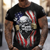 Joycorners Skull Wrench T-Shirt, American Flag Design, Mechanic, Worker Gift, Unique Skull Graphic Tee for Men, Customizable Apparel, Cool Work Shirt PT2609