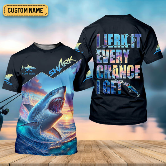 Joycorners I Jerk It Every Chance I Get Shark Fishing SPF Shirt For Men, Funny Fishing Shirt, Fishing Gifts For Men