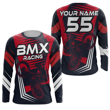 Joycorners Red BMX Cycling Customize Name 3D Shirts