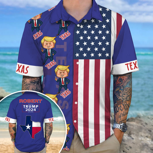 Joycorner Usa Flag Funny Trump Hawaiian Shirt