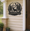 Maxcorners Personalized Metal Sign WITH LED/WITHOUT LED – Deer and Forest Silhouette Wall Art – Custom Rustic Cabin and Lodge Hunting Decor MT0110