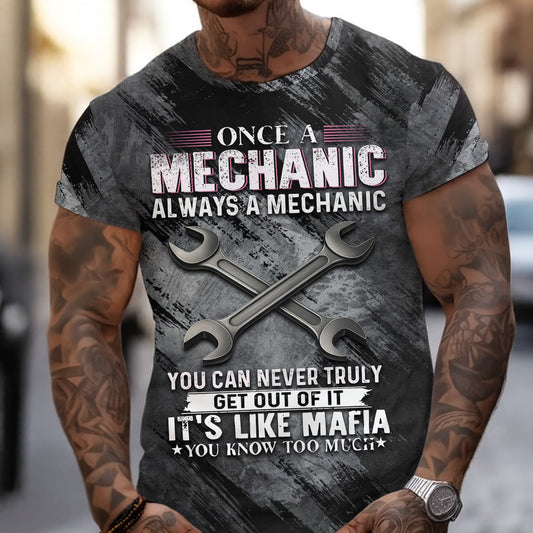 Joycorners Once A Mechanic Always A Mechanic Shirt Funny Printed Vintage Mechanic Unisex T Shirt Wrench Design PT2609