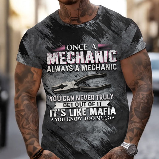 Joycorners Once A Mechanic Always A Mechanic Shirt Funny Printed Vintage Mechanic Unisex T Shirt Pliers Design PT2609