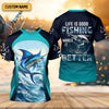 Joycorners Life Is Good Fishing Makes It Better Performance Fishing Shirts, Swordfish Fishing SPF Shirt For Men