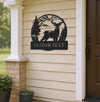 Maxcorners Personalized Deer Hunting Metal Sign WITH LED/WITHOUT LED Light Mountain Scene Custom Text Rustic Wall Art Gift MT0110