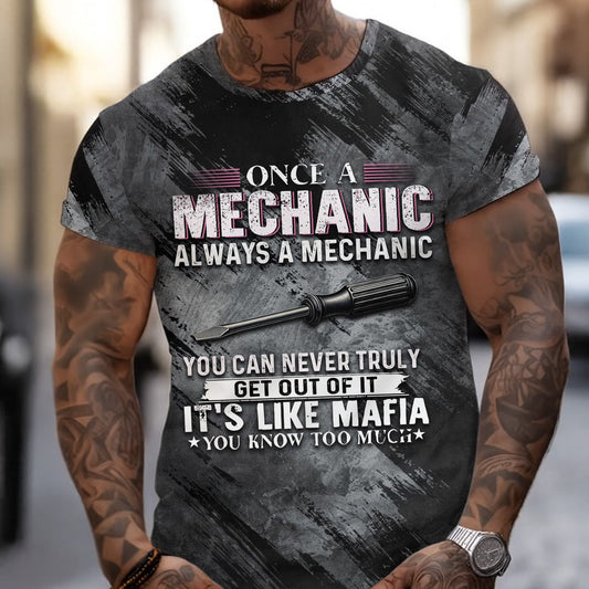 Joycorners Once A Mechanic Always A Mechanic Shirt Funny Printed Vintage Mechanic Unisex T Shirt Screwdriver Design PT2609