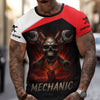 Joycorners Custom Name Mechanic Shirt Wrench Flame Skull Design T Shirt PT2609