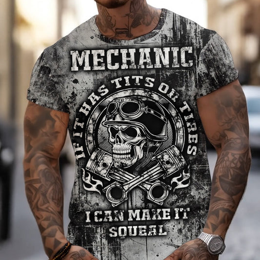 Joycorners Vintage Mechanic Shirt If It Has Tits Or Tires I Can Make It Squeal T Shirt PT2609