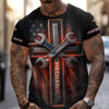 Joycorners Custom Name Mechanic Shirt Wrench The Cross with USA Flag Design T Shirt PT2609