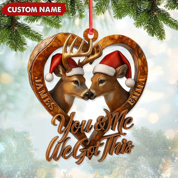 Joycorners Personalized Deer Couple Christmas Ornament, You & Me We Got This Custom Name Gift MT1111