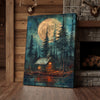 Joycorner Cabin in the Woods Full Moon Night Landscape Canvas