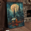 Joycorner Cabin in the Woods Full Moon Night Landscape Canvas