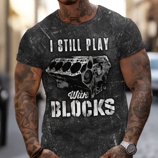 Joycorners Vintage Mechanic Shirt I Still Play With Blocks T Shirt PT2609