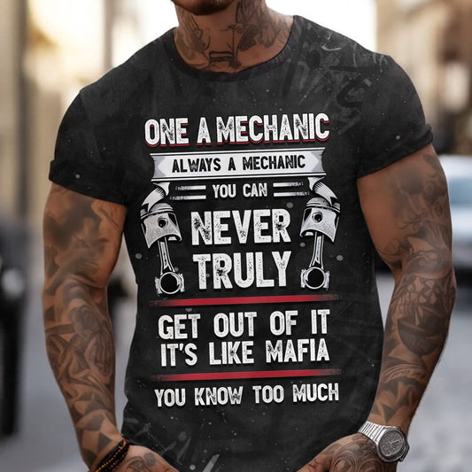 Joycorners Vintage Mechanic Shirt You Can Never Truly Get Out Of It It's Like Mafia You Know Too Much T Shirt PT2609
