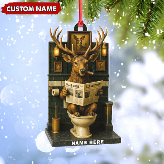 Joycorners Personalized Acrylic Deer Bathroom Christmas Ornament – Funny Personalized Holiday Decor for Hunters & Wildlife Lovers MT1111