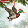 Joycorners Personalized Flying Duck Acrylic Ornament – Custom Name Christmas Acrylic Gift for Hunters MT1111