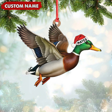 Joycorners Personalized Flying Duck Acrylic Ornament – Custom Name Christmas Acrylic Gift for Hunters MT1111