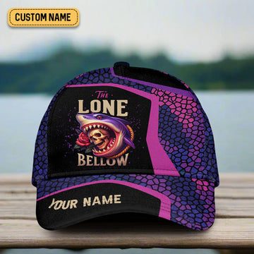 Joycorners The Lone Below Shark And Skull Fishing Cap, Men's Fishing Hat, Fishing Trucker Hats, Gift For Fisherman