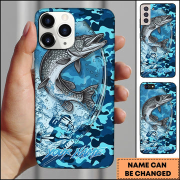 Joycorners Pike Fishing Phone Case Fishing Camo Phone Case Personalized Name