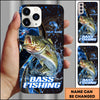 Joycorners Bass Fishing Blue Flame Smoke Line Premium Style Sport Personalized Name Phone Case