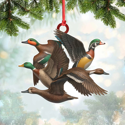 Joycorners Flying Duck Acrylic Christmas Ornament - 3D Waterfowl Hunting Decor, Duck Hunter Gift Idea MT1111