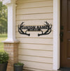 Maxcorners Personalized Deer Antler Metal Sign WITH LED/WITHOUT LED - Rustic Cabin Name Sign, Hunter Lodge Established Wall Art MT0110