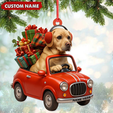 Joycorners Personalized Funny Dog Driving Car Acrylic Christmas Ornament - 3D Christmas Decor Gift for Hunters & Outdoorsmen MT1111