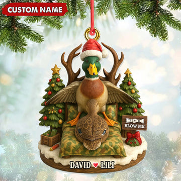 Joycorners Funny Duck Hunter Couple Ornament, Personalized Christmas Gift for Hunting Lovers MT1111